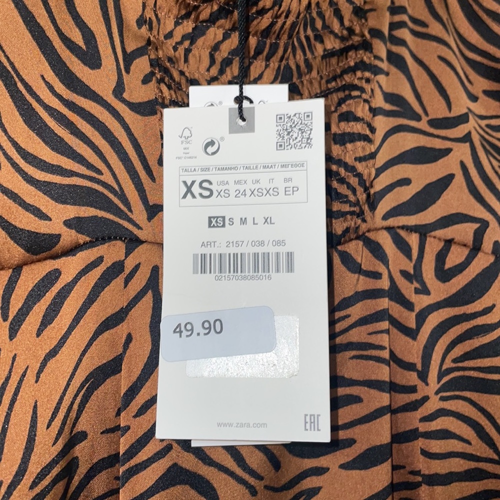 ZARA Satin Animal Print Cut Out XS NWT - Picture 10 of 10